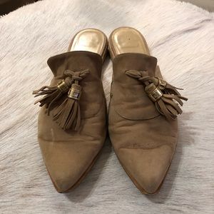 Tan Stuart Weitzman Leather Mules 8.5